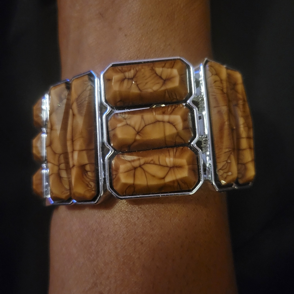 Chunky Brown and Silver Bracelet